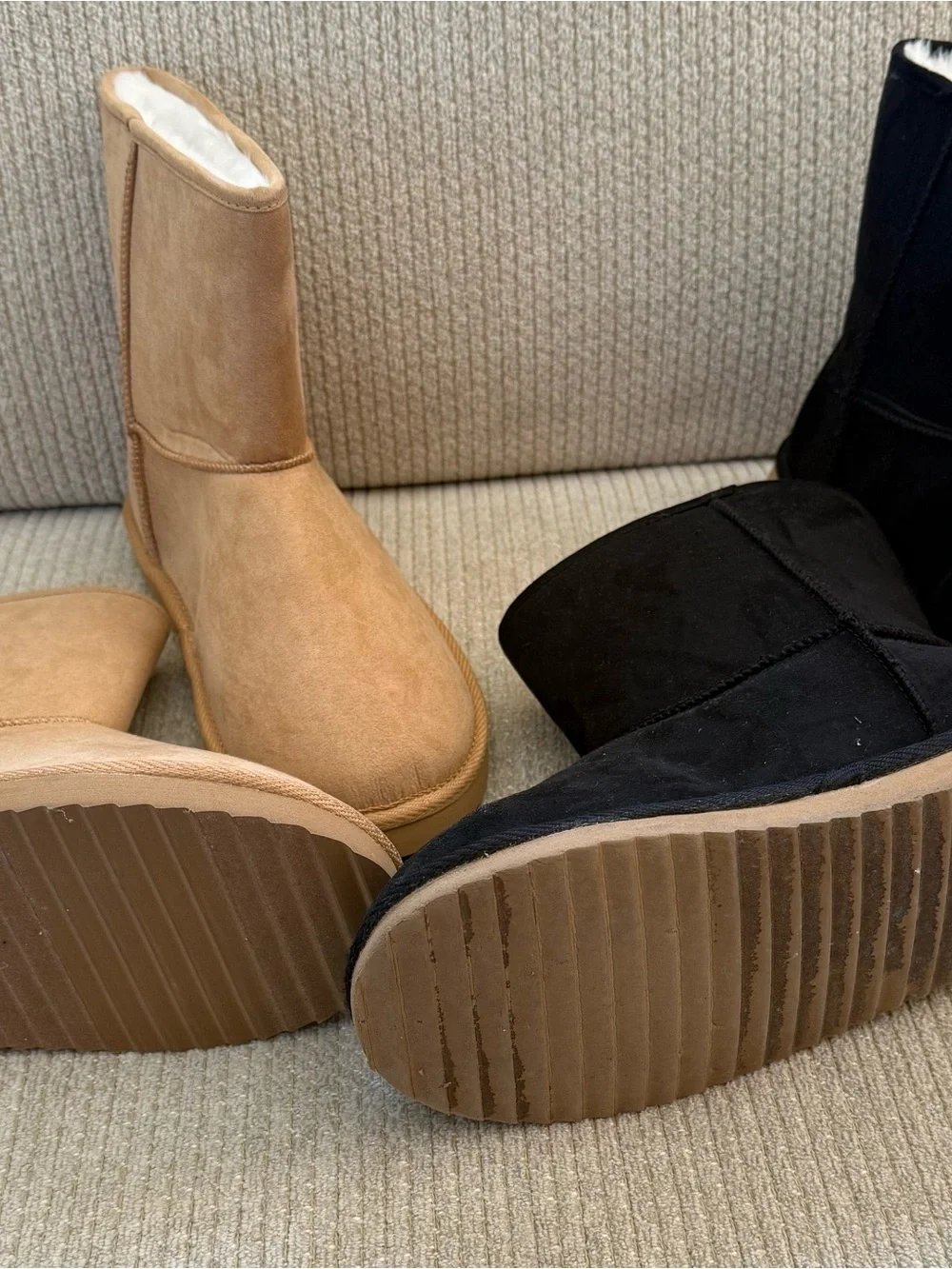 Classic Shearling-Lined Winter Boots - Tan and Black